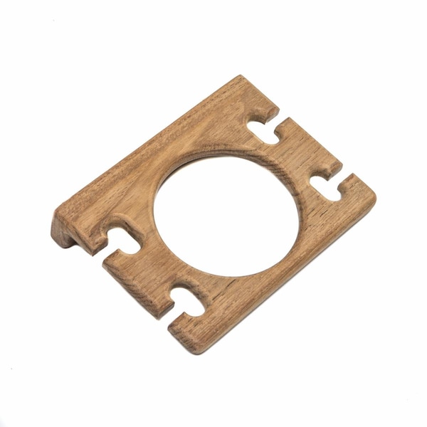 Homeroots Traditional Solid Teak Wall Mount Glass & Toothbrush Holder 475852 - main